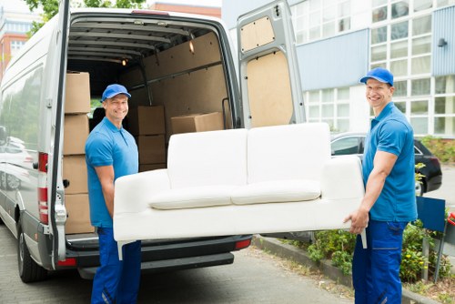 Removal team preparing items for a move in Harringay