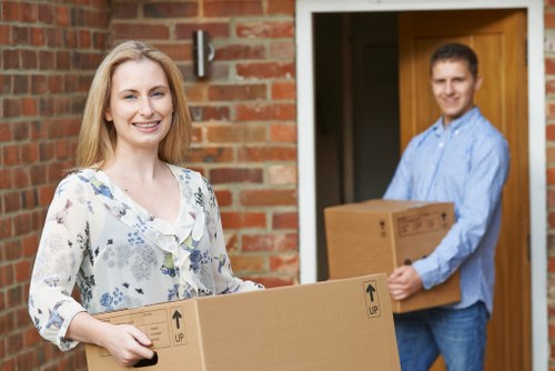 Family home moving day in Harringay with boxes and furniture