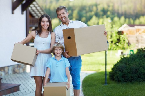 Packed boxes and furniture prepared for a residential move in Harringay